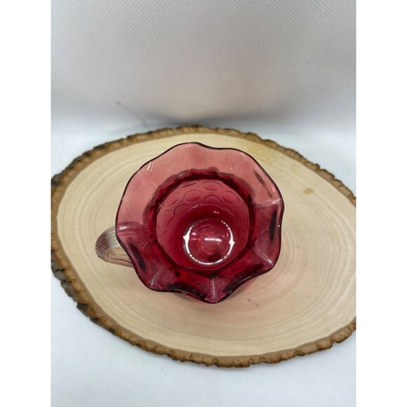 Vintage Pilgrim Glass Co. Cranberry 4" Mini Art Glass Pitcher - Picture 5 of 7